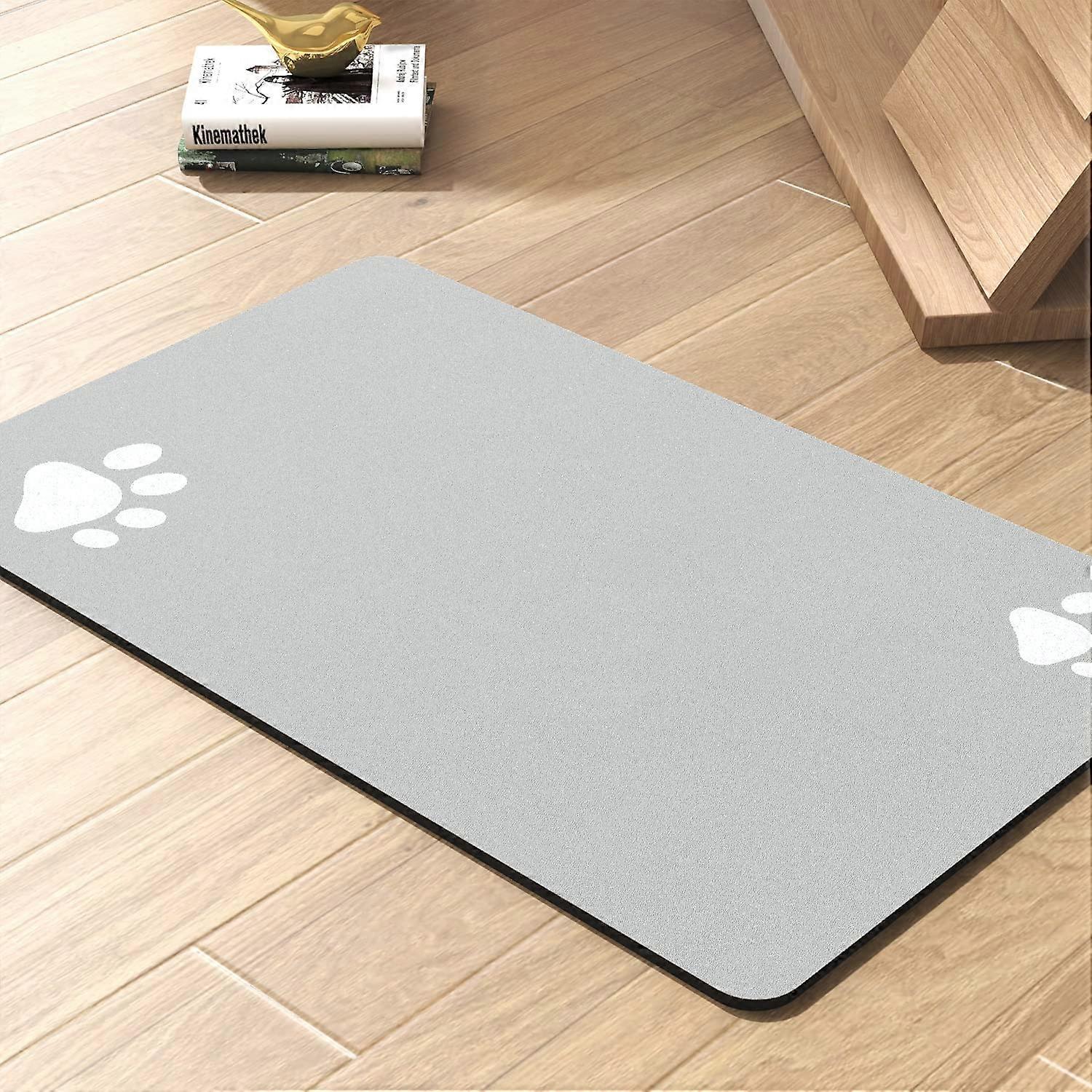 Pet feeding mat Super absorbent, no stains, quickdrying, waterproof, nonslip, gray, 19'x12'.