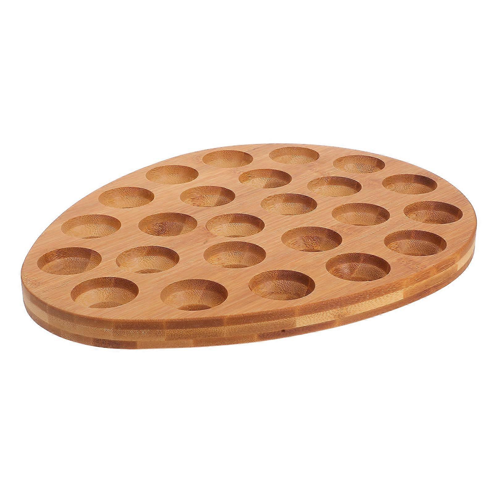 MLINS Wooden Egg Holder 24 Holes Fresh Eggs Tray Storage Plate Organizer for Kitchen Countertop Refrigerator Display Rack Chicken Egg