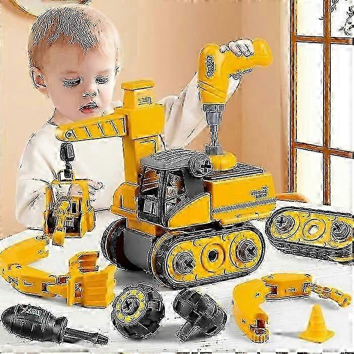 مجموعة بناء DIY للأطفال مع مثقاب كهربائي 4 في 1 وهدية تجميع مركبة تعليمية