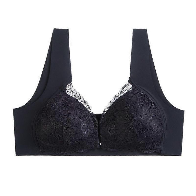 Women's Lace Front Closure Underwear Bra Breathable Wireless Push Up Bras ZPG