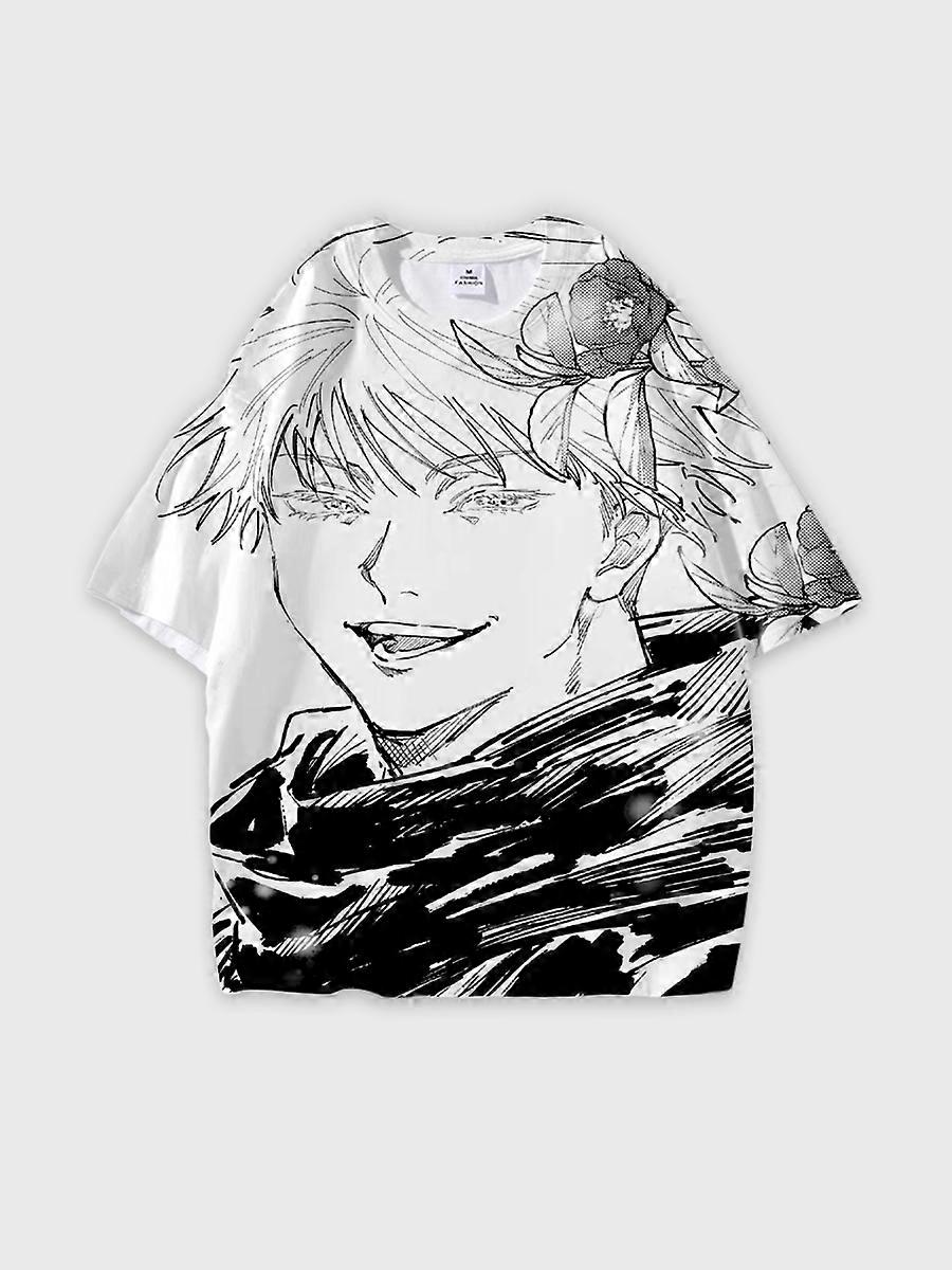 T-shirt round neck Character Pattern loose short sleeve P2899