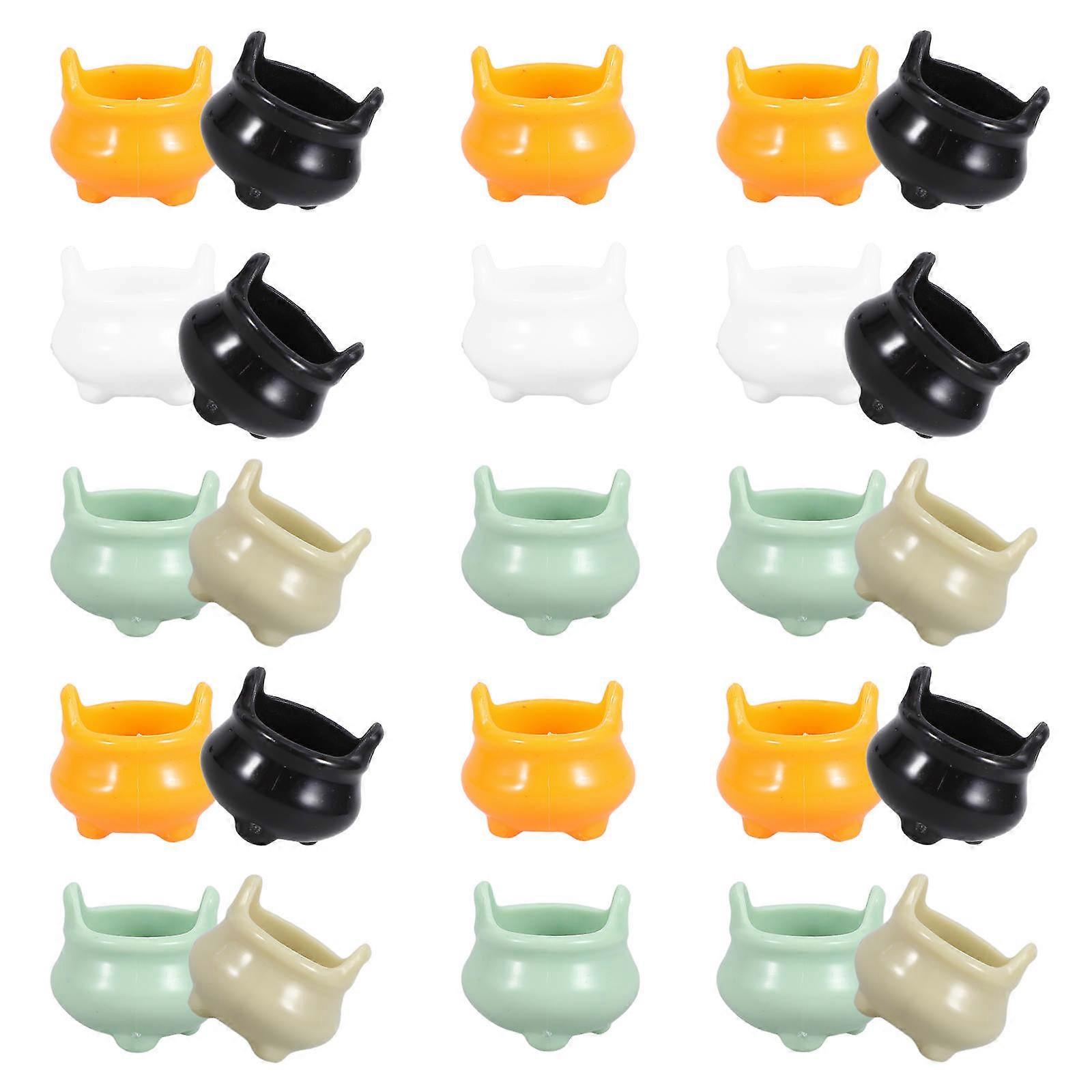 Miniature Cauldron Ornaments Halloween Style Assorted Color Not Fading 1.90X1.90X1.70CM 24Pcs