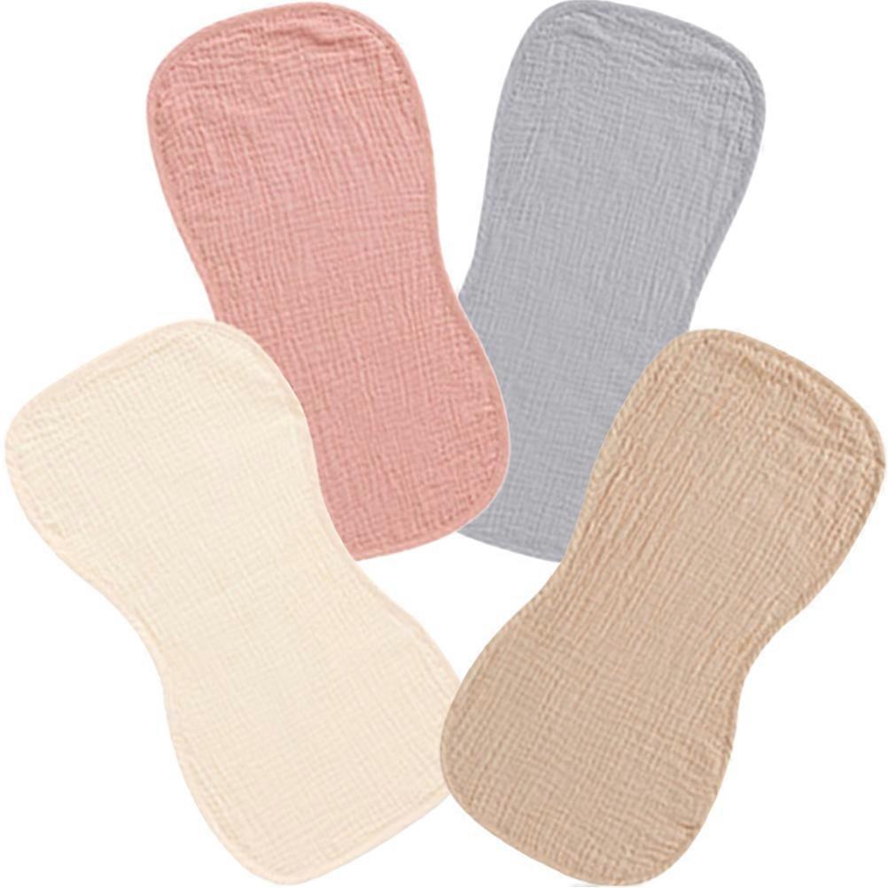 4pcs Soft Absorbent Cotton Burp Cloths for Newborns, Nursing and Drooling Spit Up Protection