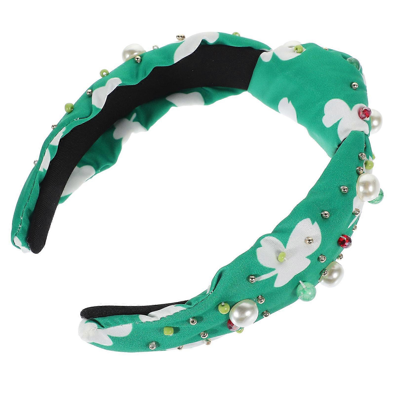 Shamrock Hairband with Pearls for St. Patrick's Day Festive Celebrations – Lightweight & Durable Irish Festival Headband Decoration