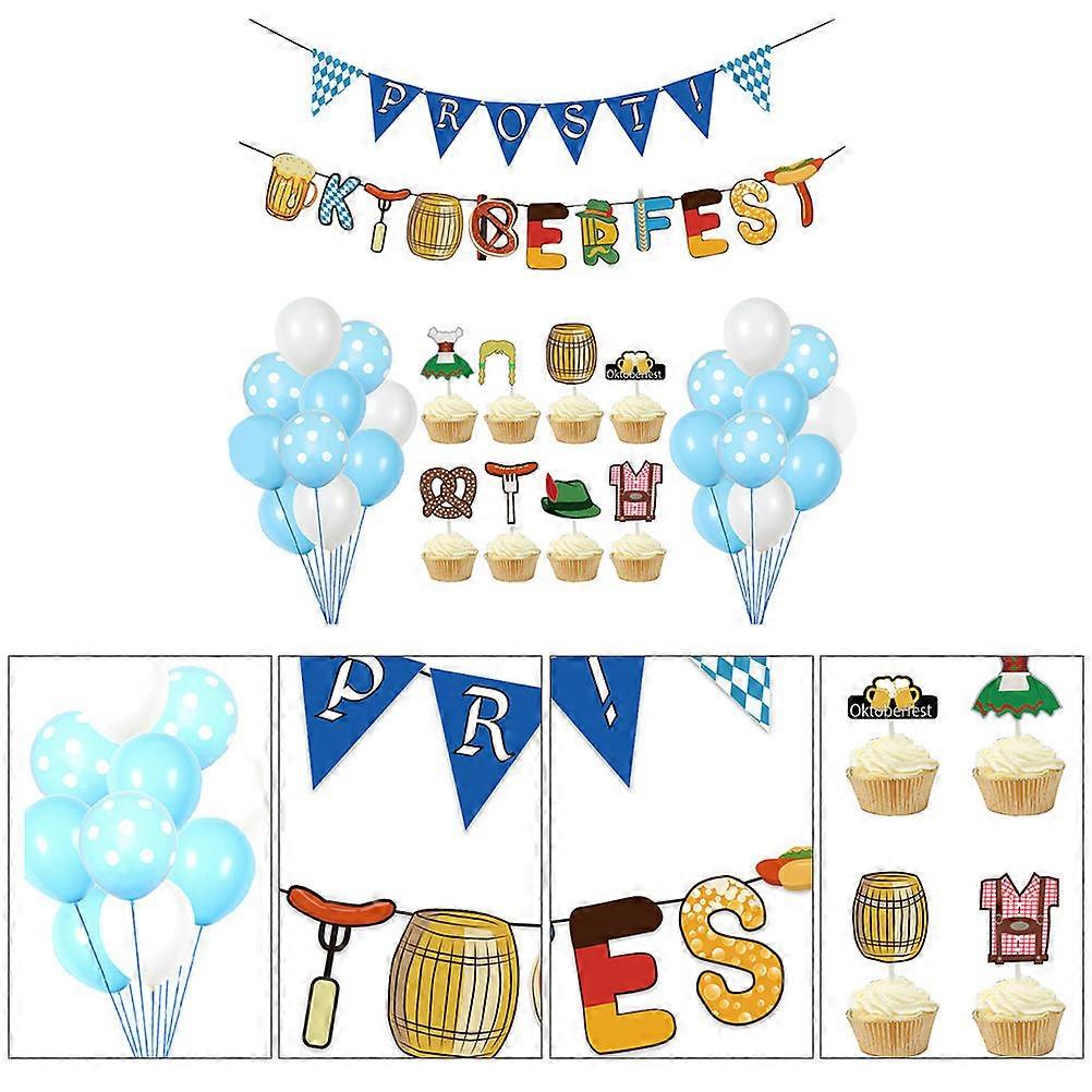 Oktoberfest Photo Prop Cake Decorations Latex Balloons Assorted Color 12x6cm 27Pcs