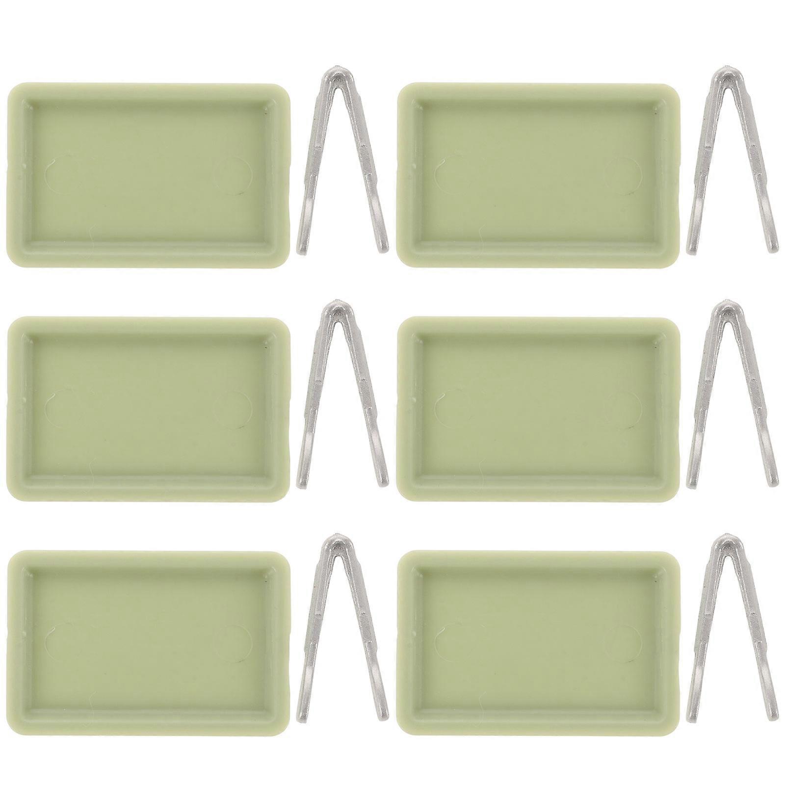 Miniature Realistic Dollhouse Kitchen Accessories with Light Green Plastic Tools and Trays 6 Sets