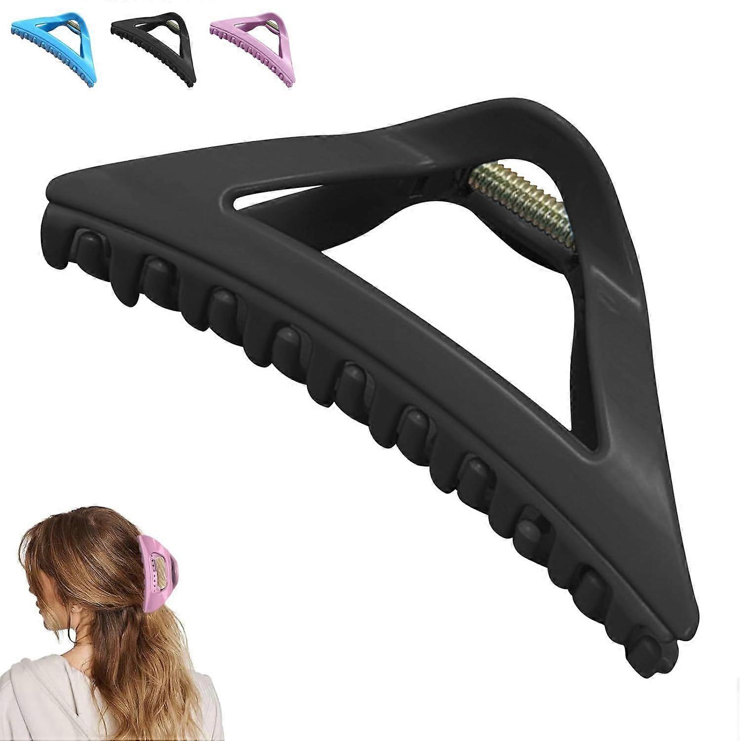 The Cozy Clip - Comfortable Hair Claw Clip for Women, Acrylic French Clips for Thick Long Hair, Strong Hold No Slip Grip - Black