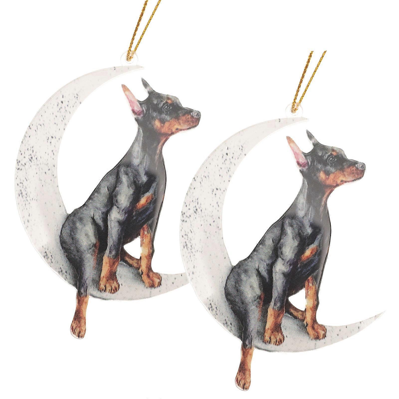 Acrylic Moon Dog Pendants Wall Art with Hooks for Car Rearview Mirror and Home Hanging – Unique Design for Easy Installation and Gift Giving