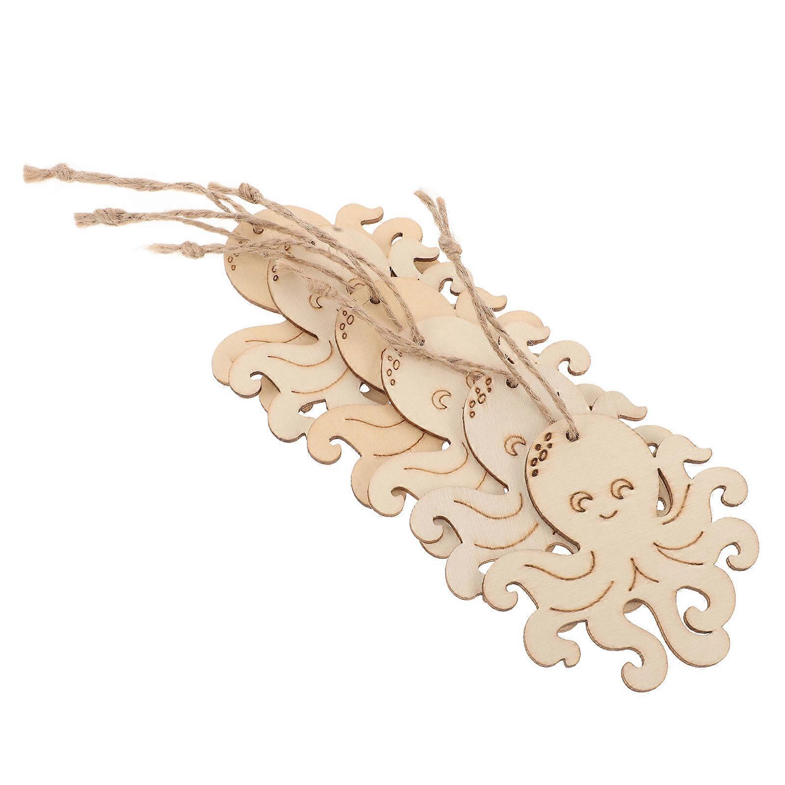 Unpainted Octopus Wooden Cutouts for Crafts Use Handcrafted Khaki Color 10pcs
