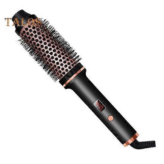 3-In-1 Thermal Brush LCD Display Portable Travel Heated Round Brush Fast Heating Multi-purpose Negative Ion Curling Hair Styling Hot Brush