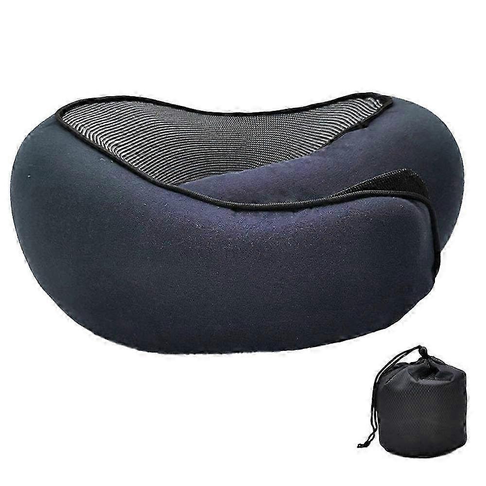 Luxury Memory Foam Neck Pillow with Adjustable Drawstring Support - Durable Travel Pillow Made with Oxford Fabric for Comfort