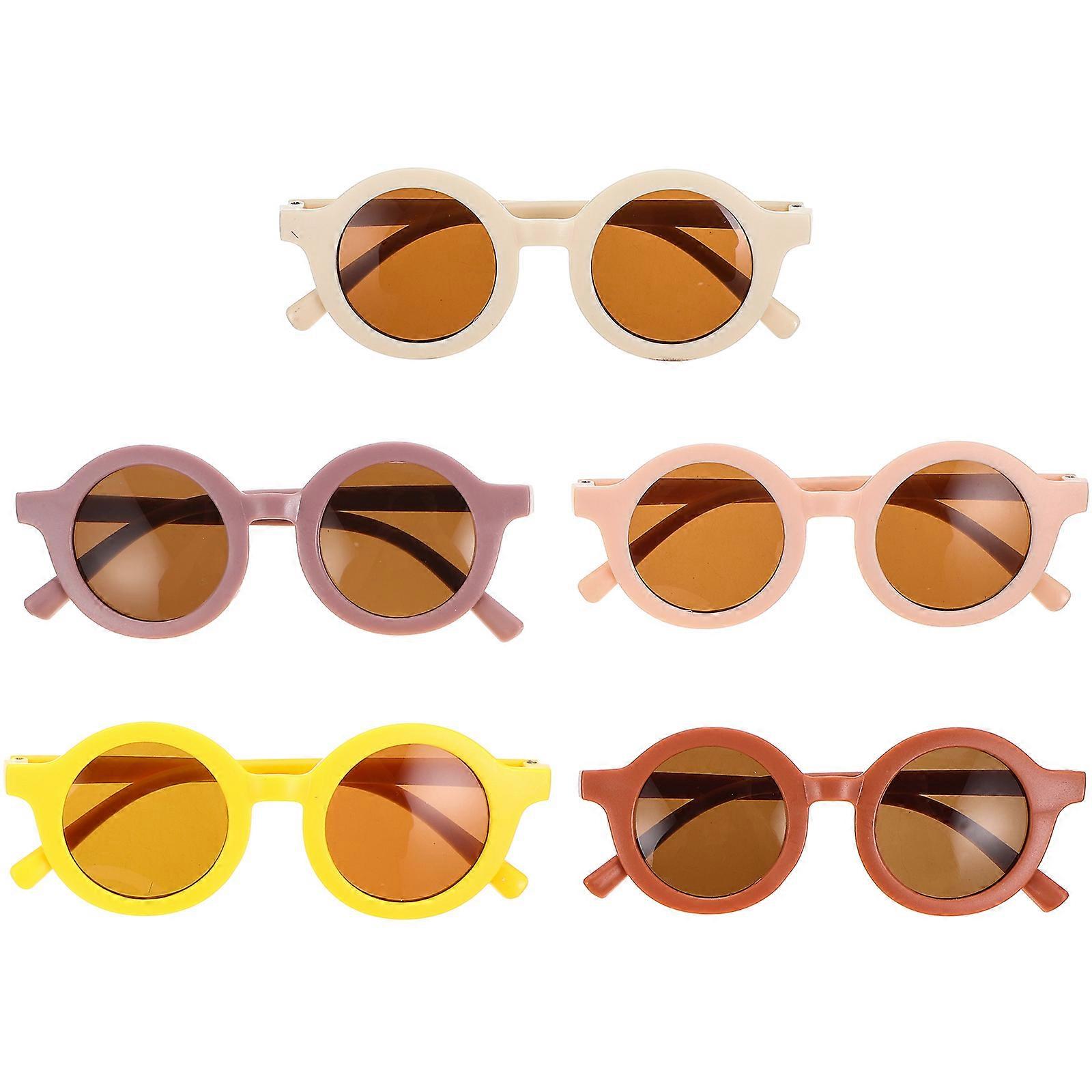 Kids Sunglasses 5 Pairs Colorful Round Frame Excellent for Photo Props and Holiday Atmosphere Enhancements