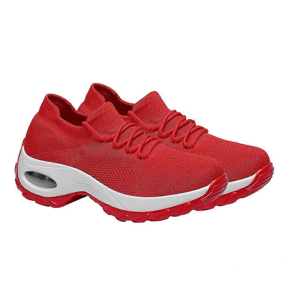 Casual Sports Shoes Red Shoes with Laces for Women 1Pair