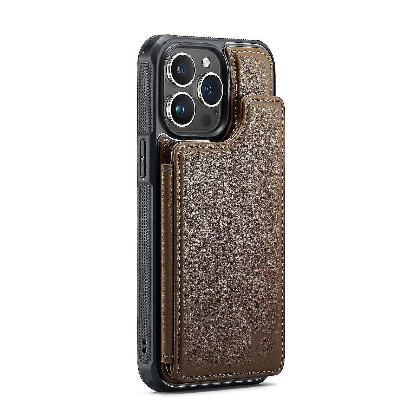 جراب لهاتف iPhone 15 Pro Max / 15 Ultra مع حامل بطاقة ، غطاء مسند من جلد البولي يوريثان غطاء مغناطيسي مقاوم للصدمات