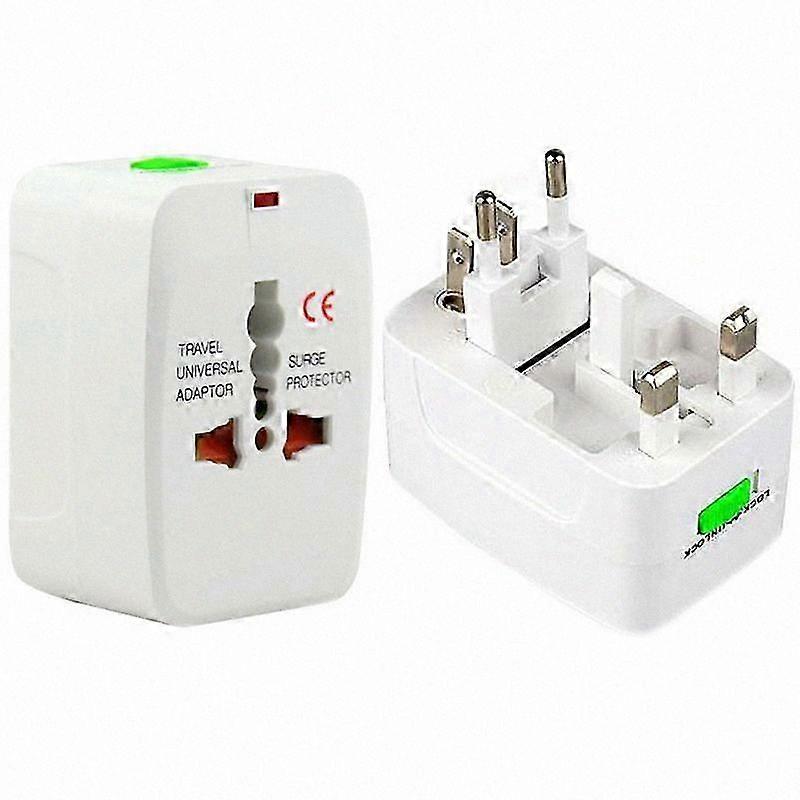 Universal Travel Plug Adapter for EU US AU AC Power Conversion (White)