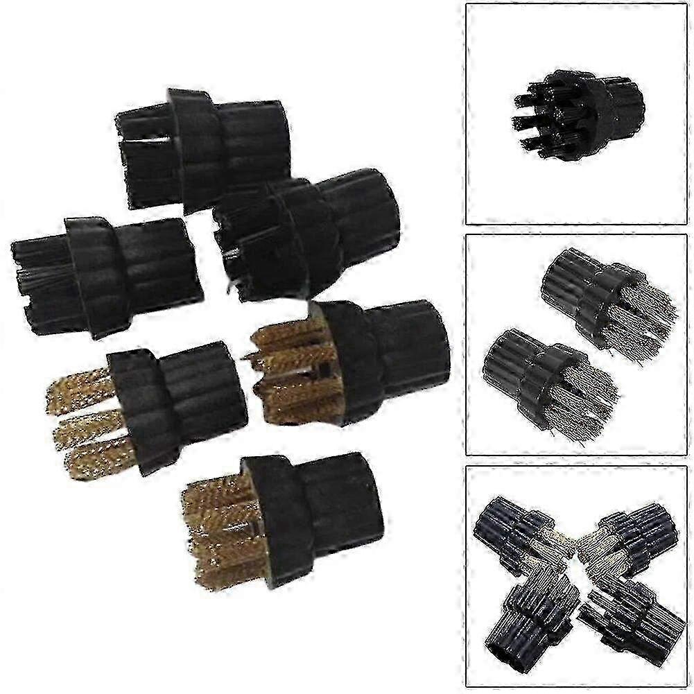 Replacement Brass and Nylon Brush Heads for 6 Pack Steam Cleaner Compatible with X5 Steam Mop for Floor and Carpet Hair Removal Edition 0724