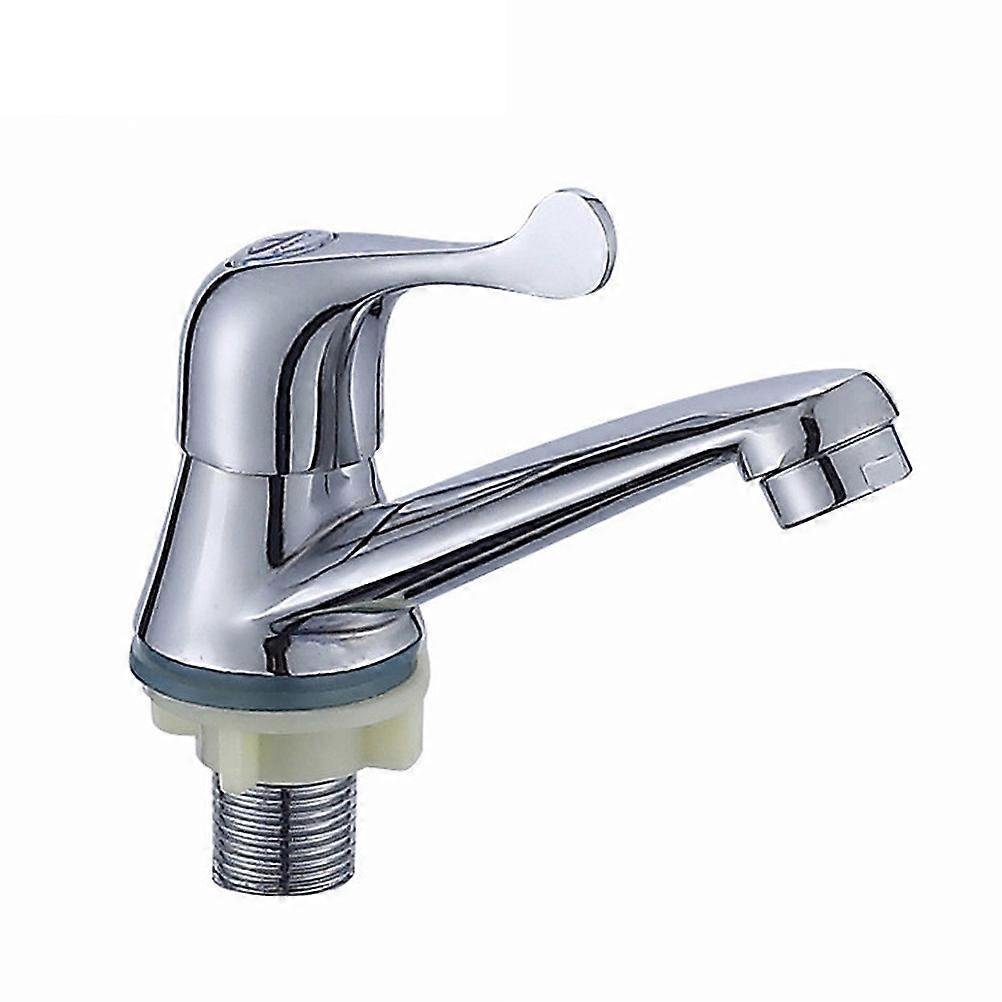 Durable Zinc Alloy Bathroom Faucet for Home Sink in Silver Color Single Cold Water Tap Suitable for Bathrooms