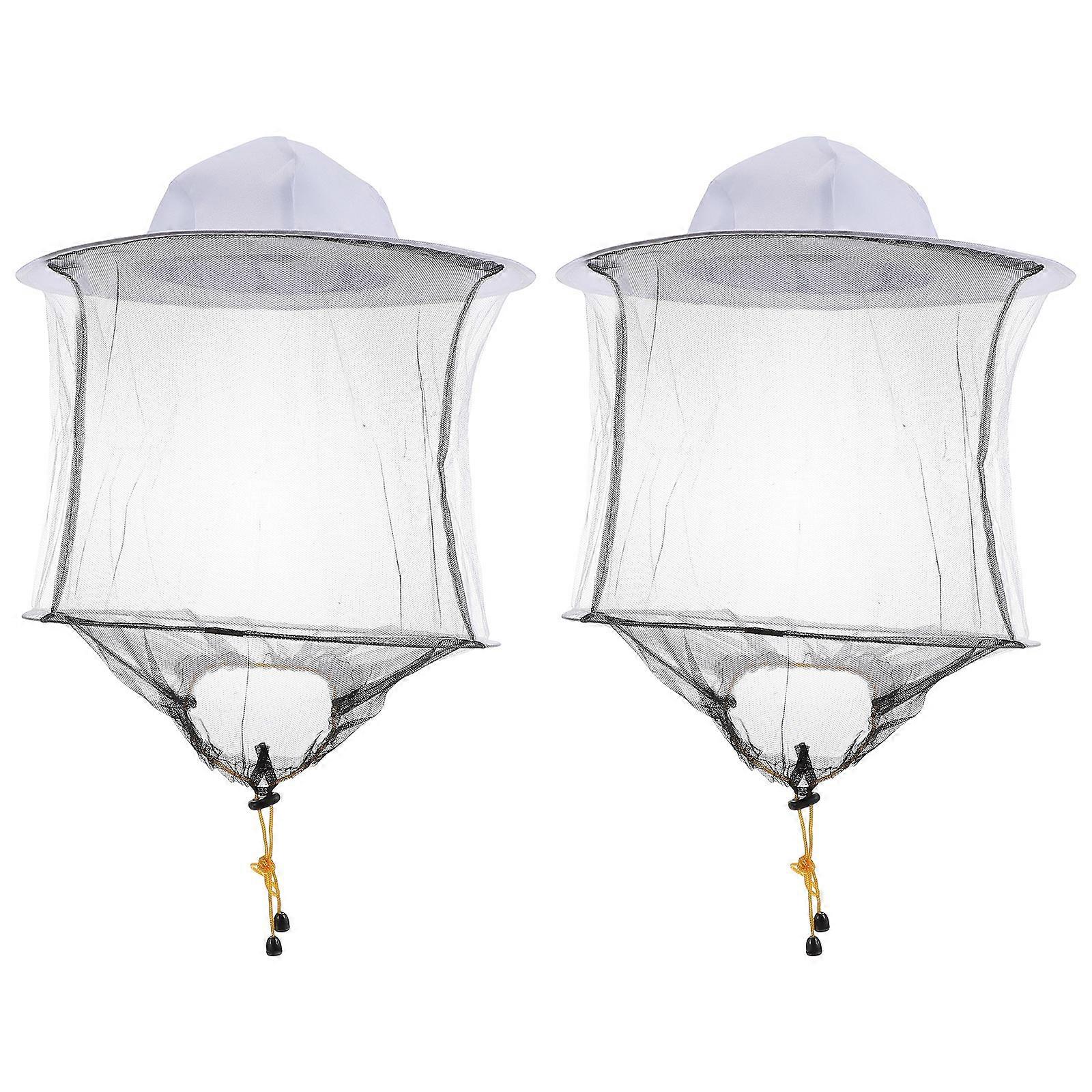 White Beekeeping Veil Hat with Elasticated Neck Mesh – 2 Pack – Outdoor Protection for Beekeepers, Fishermen, and Hikers