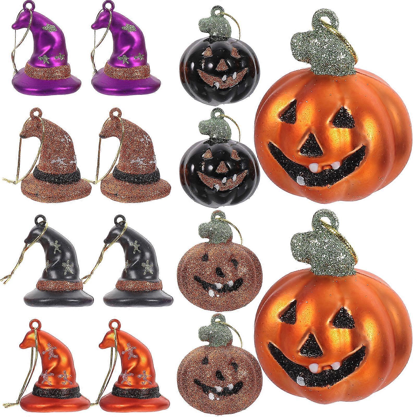 27Pcs Multi-functional Halloween Tree Ornaments For Halloween Enthusiasts Featuring Pumpkin And Witch Hat Assorted Color Design