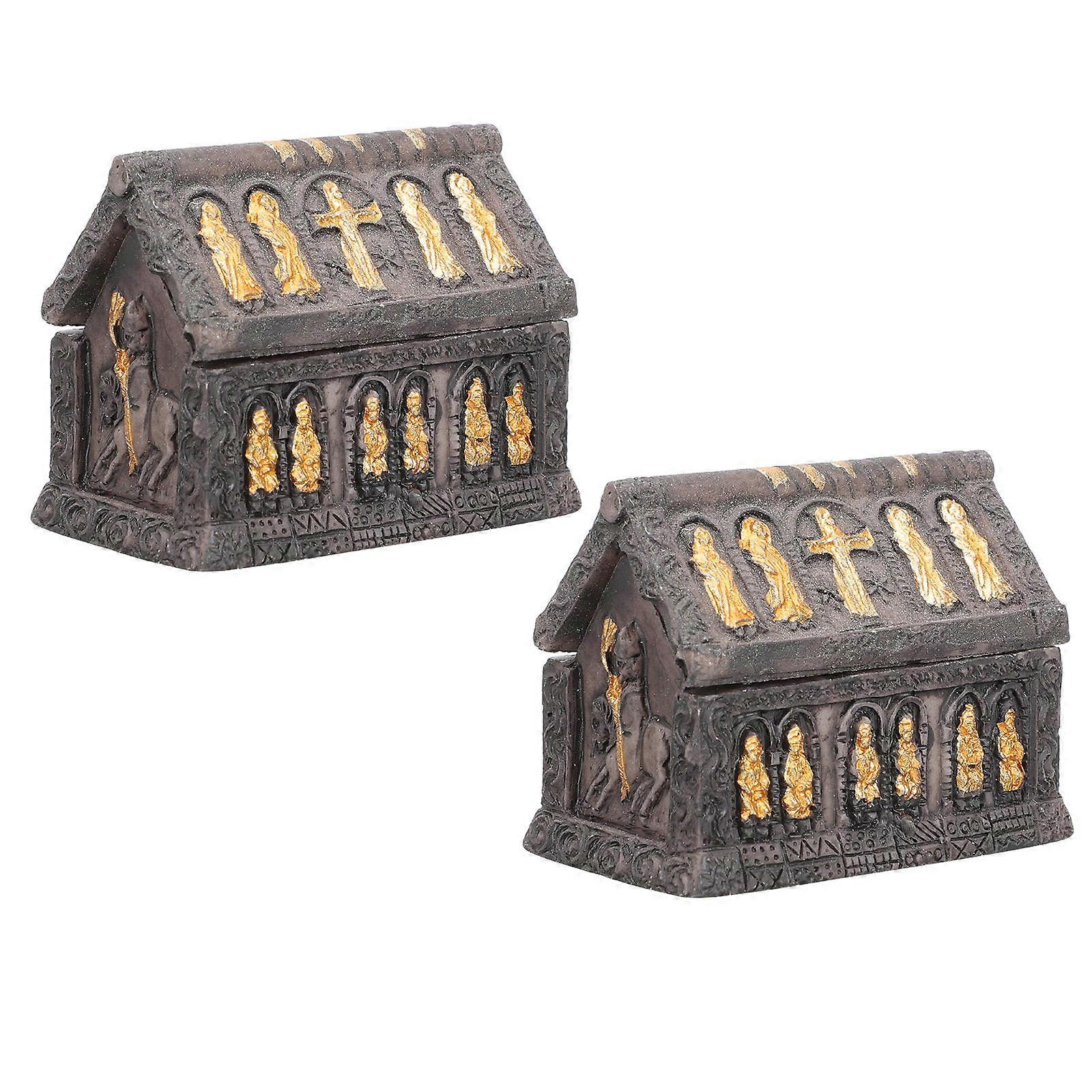 Tabletop Resin Statue 2Set Ancient Egyptian Decor For Bedroom Decoration In Coffee Color With Special Texture Feeling And Sturdy Base