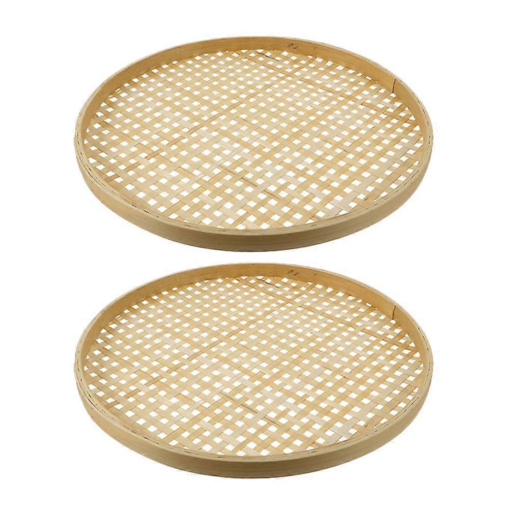 2 st bambu vävd durkslag korg hushålls bambu sil bambu durkslag