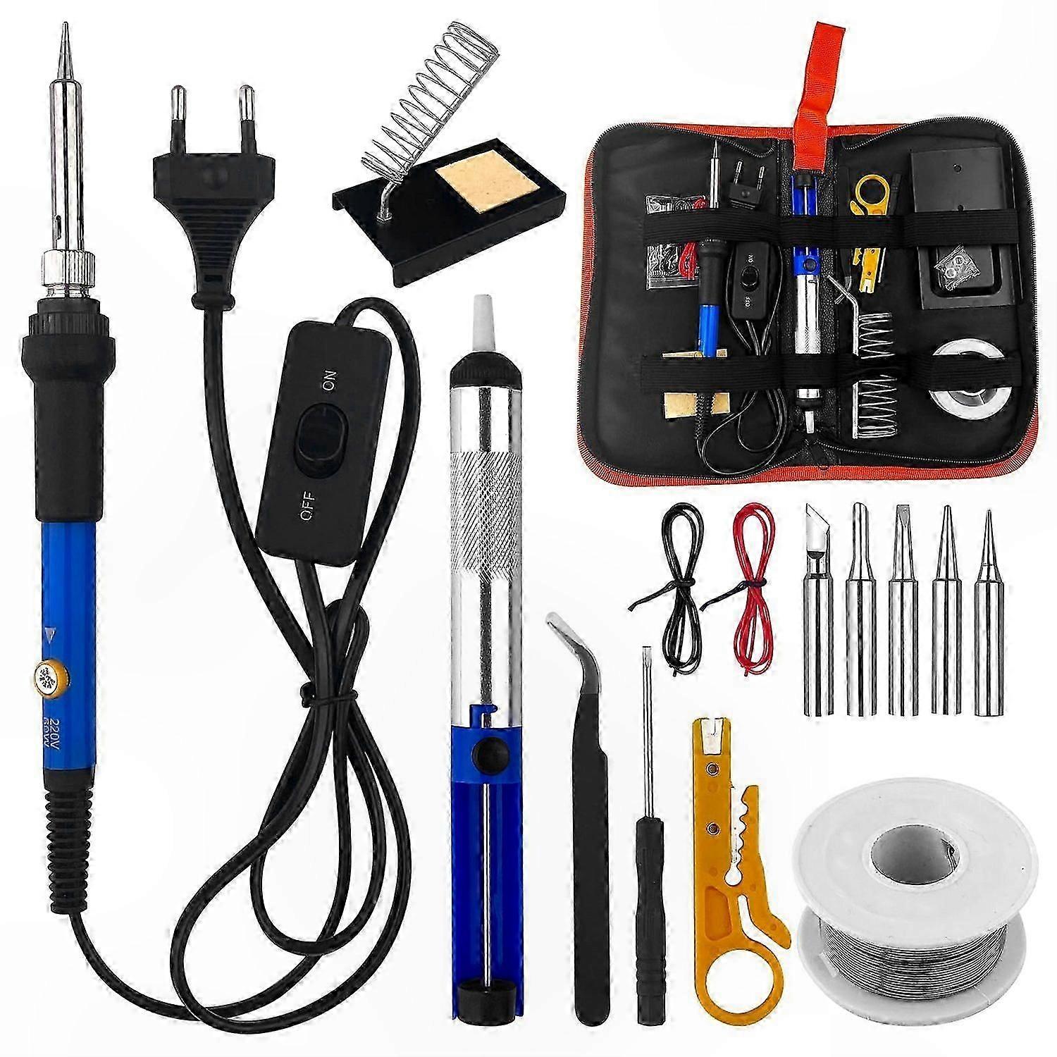 Adjustable Temperature Soldering Iron Kit with 15 Accessories for Precision and Versatility