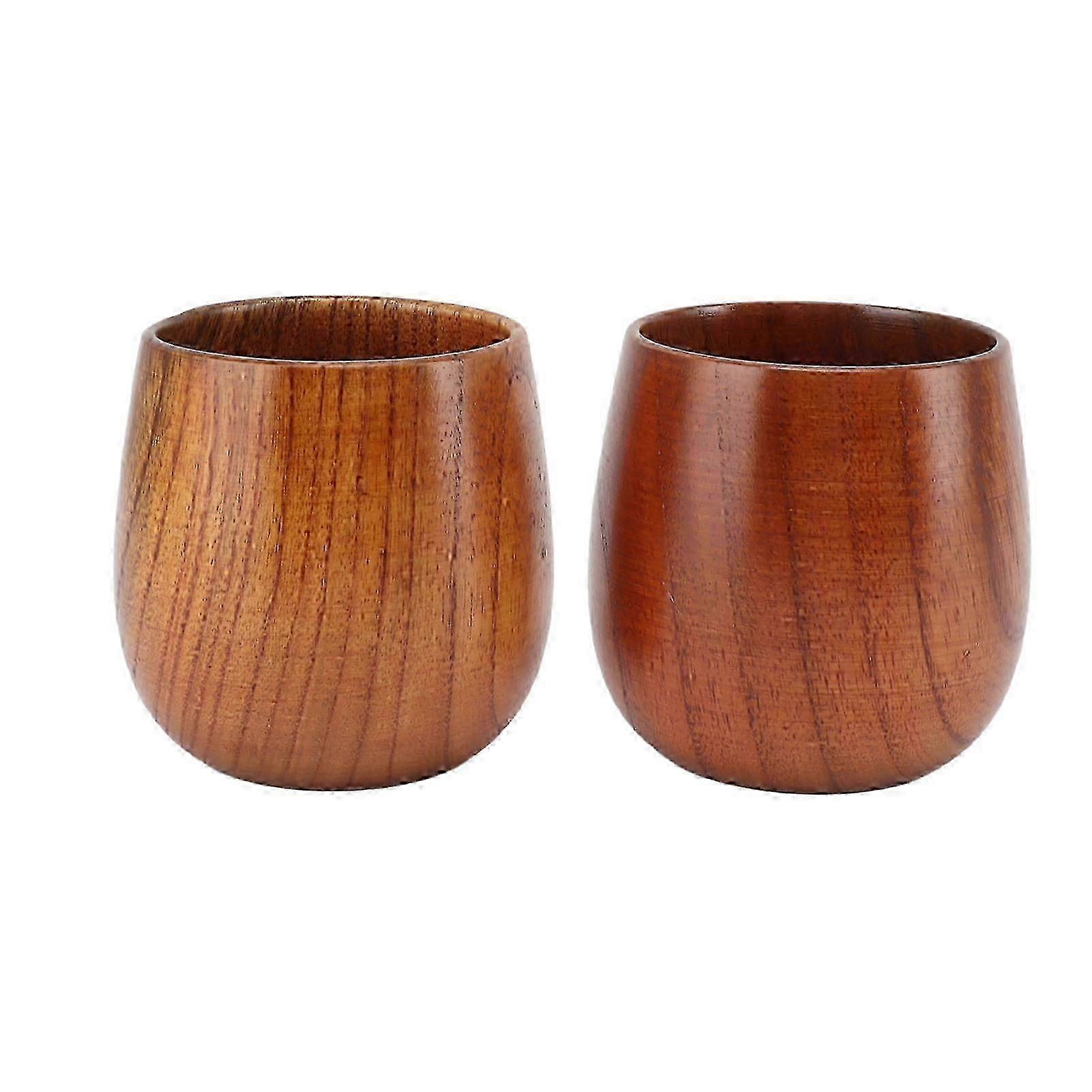 طقم أكواب شاي خشبية فاخرة من 2 - خشب صلب طبيعي للشاي والقهوة والنبيذ والبيرة