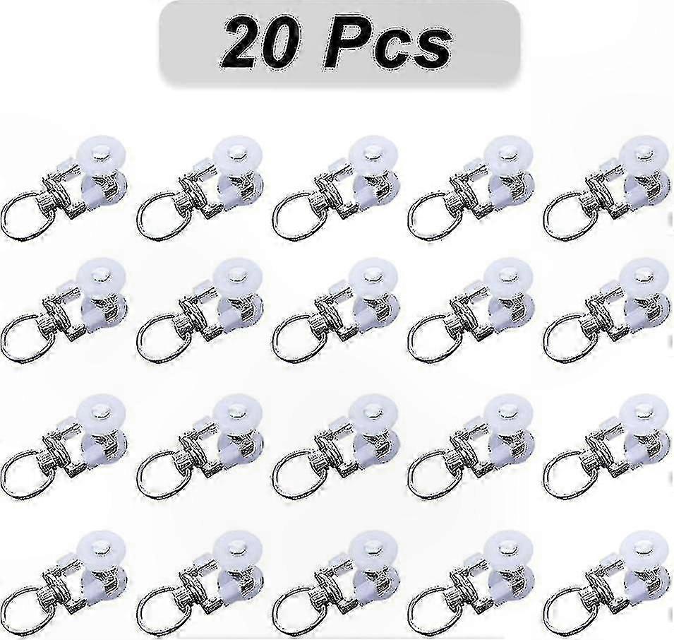 Zinc Alloy Curtain and Shower Track Rollers with Silent Rubber Wheels - 20 Pack Gliders for Smooth Sliding