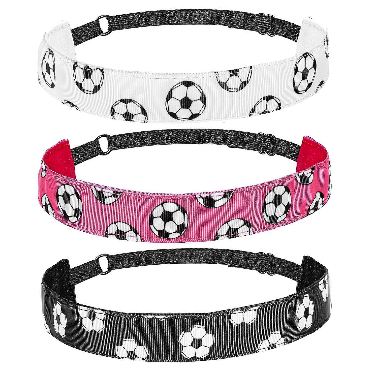 3PCS Soccer Headbands for Girls, Adjustable Sport Hairband for Girl