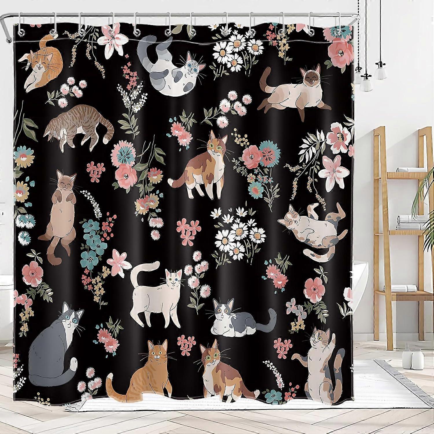1set Waterproof Polyester Fabric Shower Curtain Set