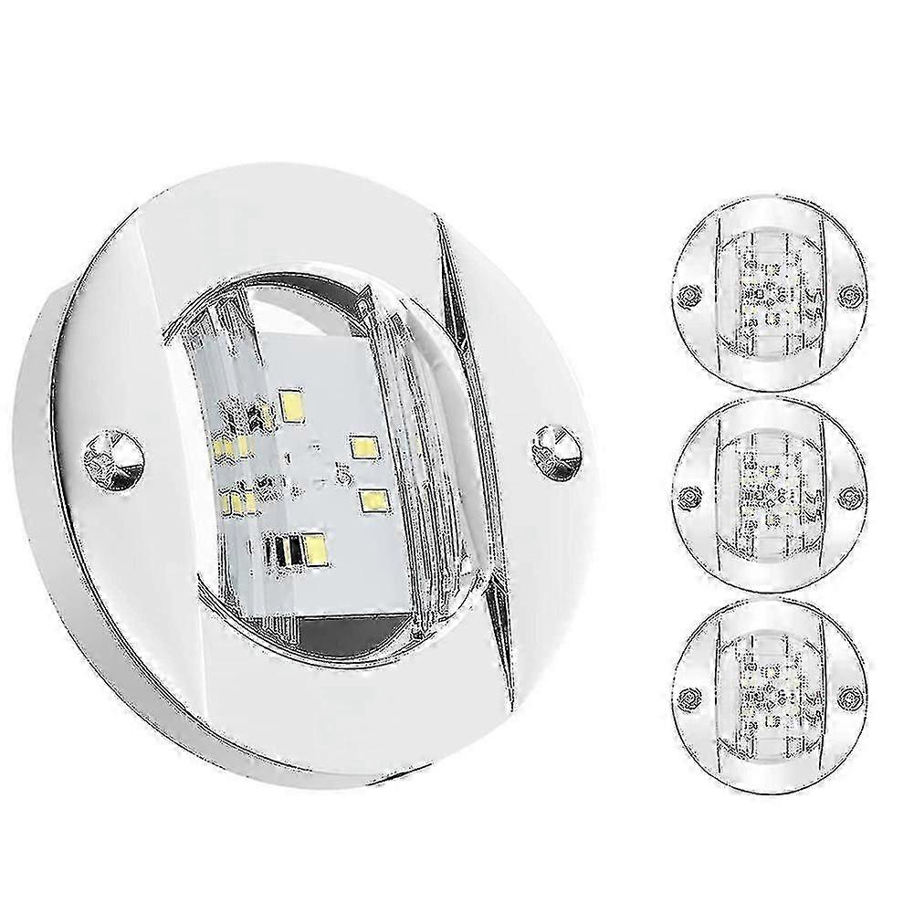 4pcs εσωτερικά φώτα θαλάσσιων σκαφών, 12v οδηγημένο κατάστρωμα σκαφών ευγενική προσφορά φως 3 ιντσών γύρος λευκό 6 οδηγημένο πρύμνη Tra