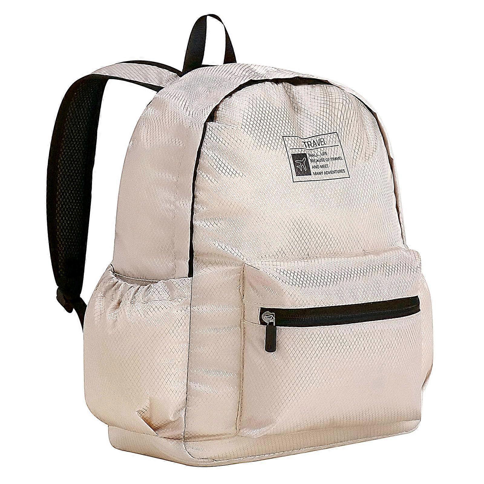 Small Foldable Backpack 15L Unisex Packable Ultralight Travel Backpack for Hiking Dog Walking Sports Beige