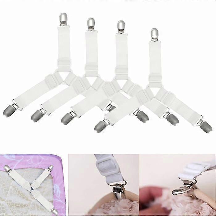 4x Adjustable Triangle Clip Mattress Gripper Blanket Bed Sheet Elastic Tightener