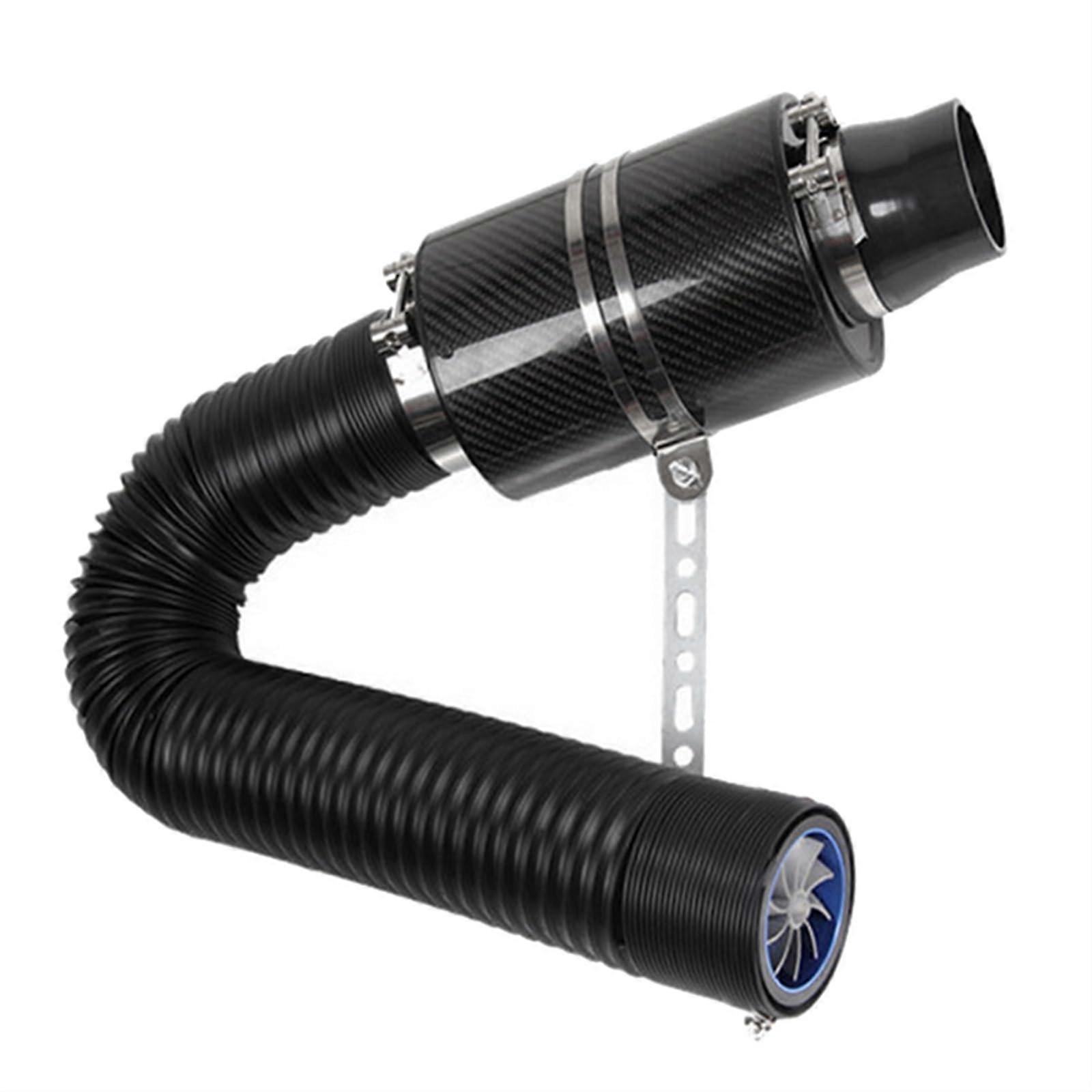 3 Inch Air Filter Intake Hose Universal Set with Fan  Cold Air Induction Pipe for All Cars (Black)