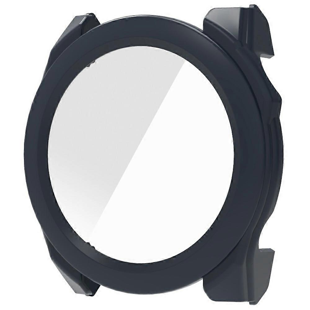 For Garmin Fenix 8 43mm AMOLED Hard PC Watch Case with Tempered Glass Screen Film - Dark Blue