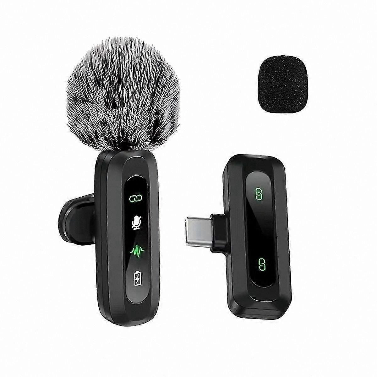 Wireless Lapel Microphone with USB Type-C, Noise Reduction for Streaming, Unidirectional Pattern