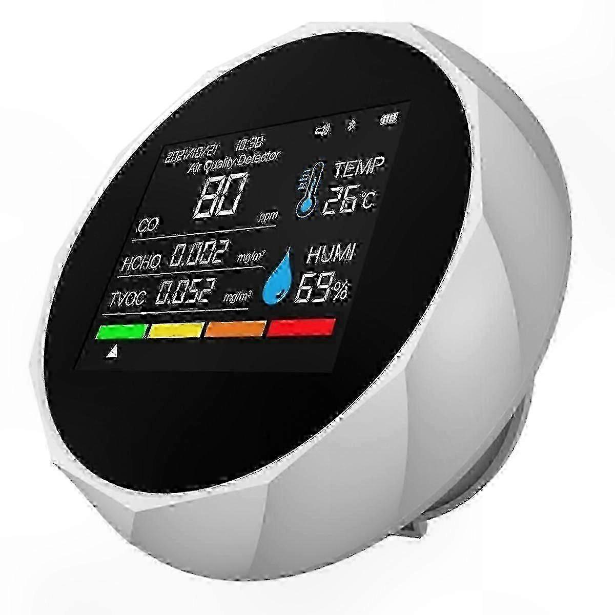 5 In 1 Wireless Air Quality Detector for Home - TVOC, CO, HCHO, Temperature & Humidity Monitor