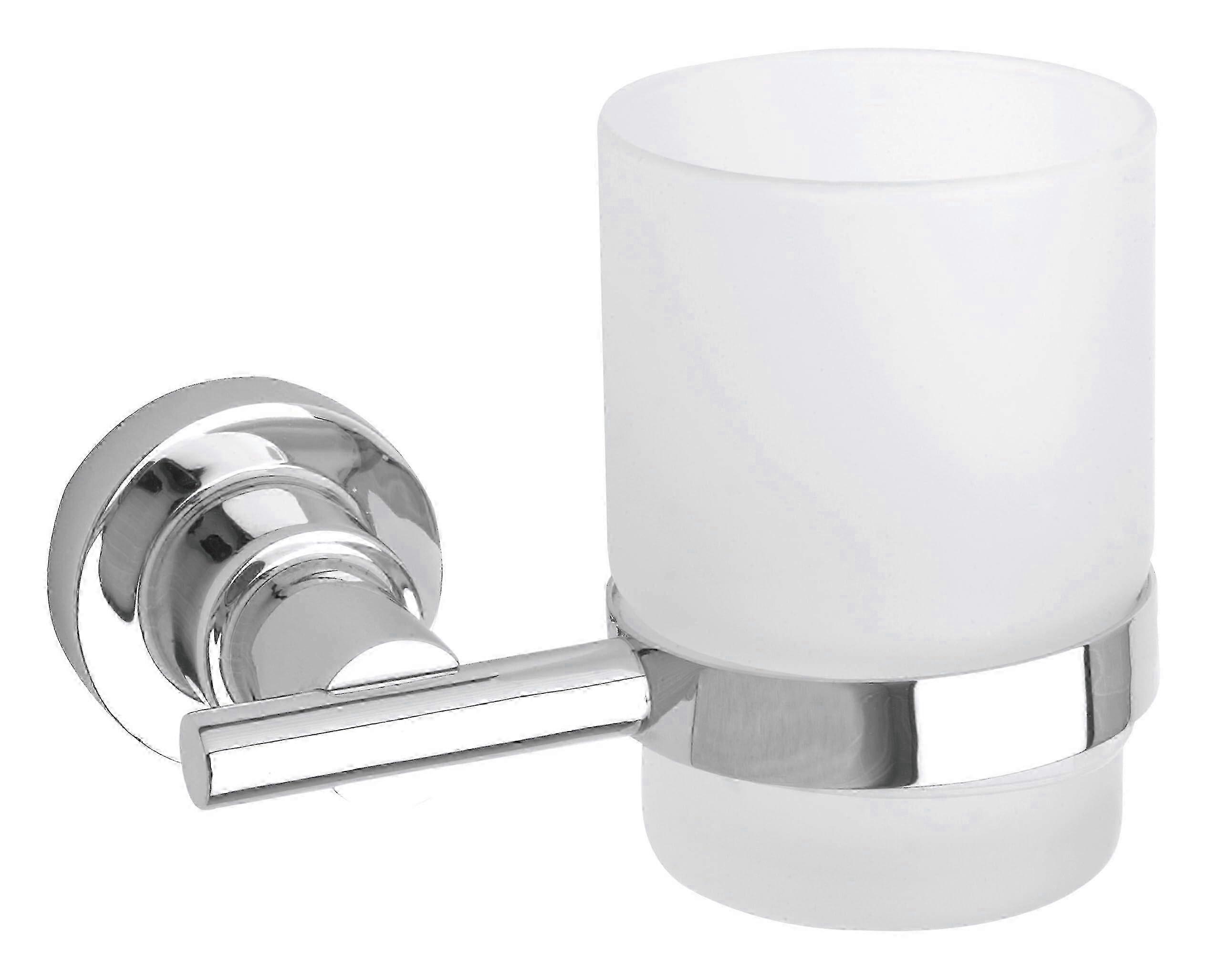 Wall-Mounted Chrome Toothbrush & Toothpaste Holder for Bathroom Organization