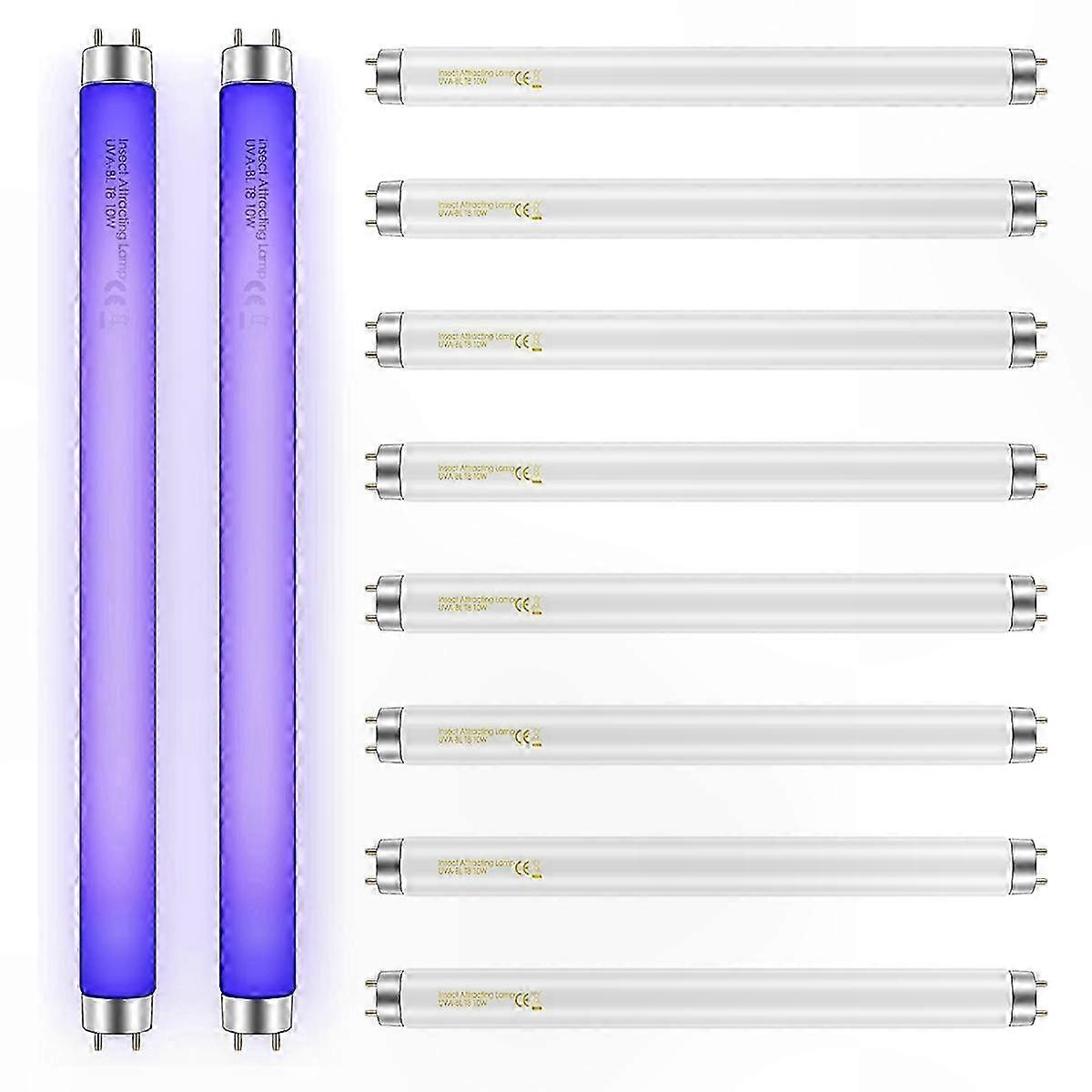10-Pack Replacement Bulbs for 20W Indoor Insect Zapper, 10W T8 13" Bug Attraction Lamp