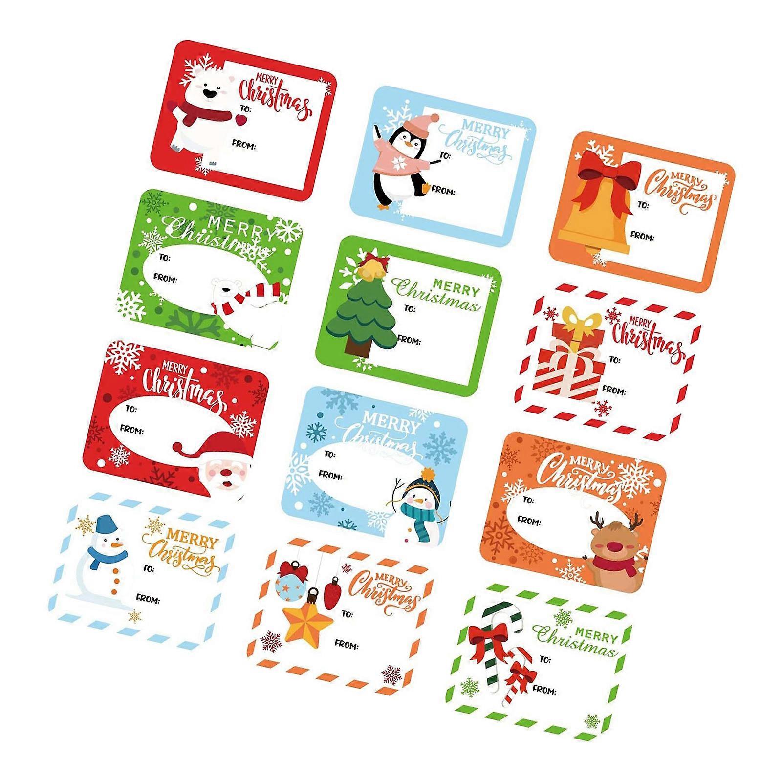20Pcs Christmas Name Labels 60x75mm Adhesive Wrapping Labels Christmas Name Sticker for Packaging Seal Envelope Card Multicolor