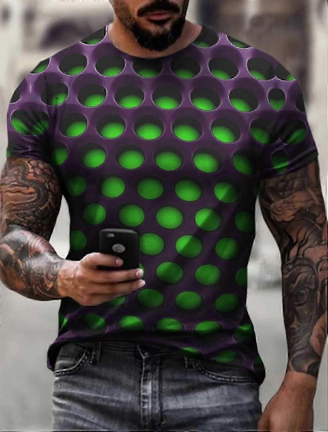 2023 New Men's Unisex Tee T Shirt 3d Print Graphic Optical Illusion Round Neck Casual Short Sleeve Tops Streetwear Man's Tshirt