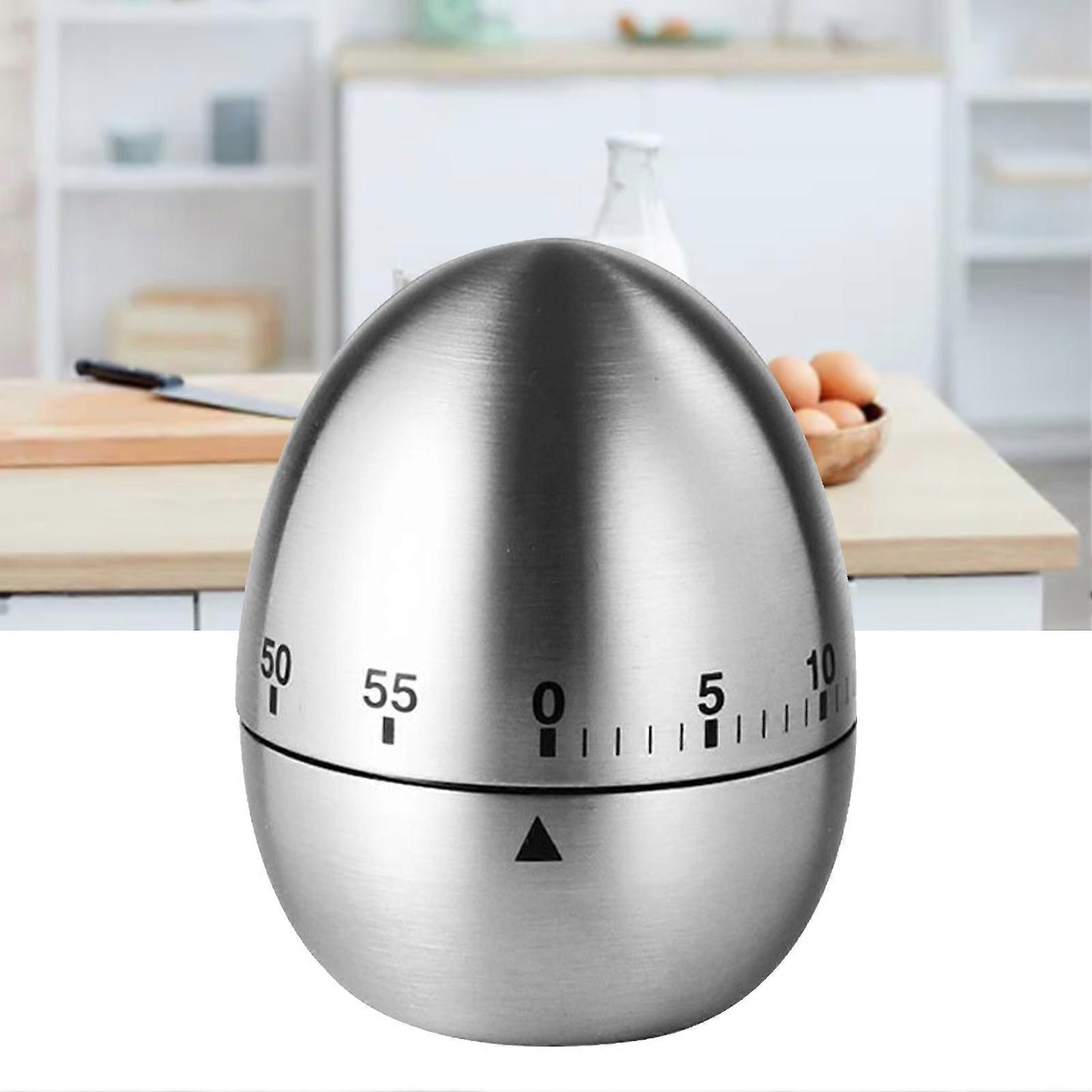 Mechanical 60-Minute Egg-Shaped Stainless Steel Kitchen Timer
