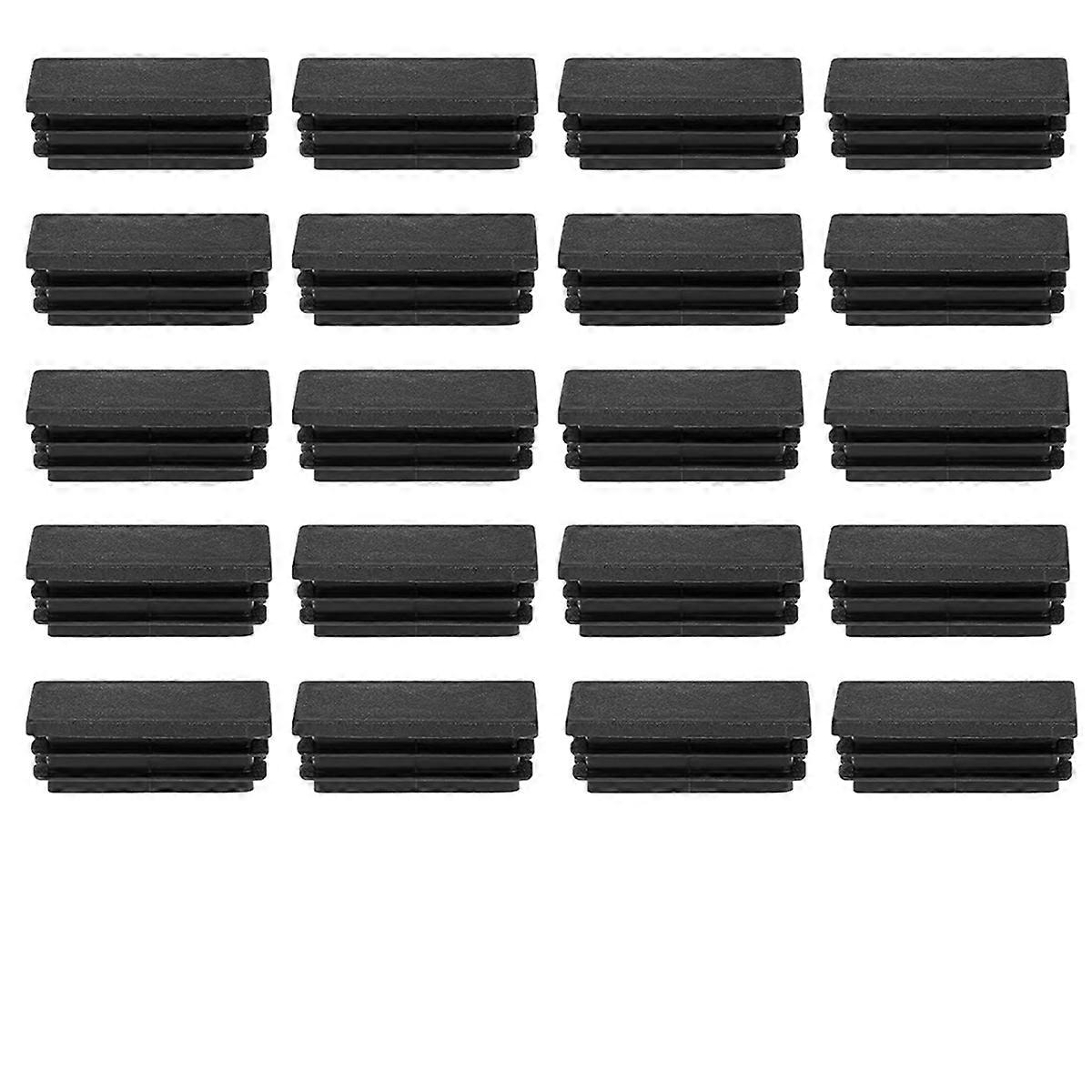 200 Pack 1 X 2 Inch Rectangle End Caps Tubing End Caps Black Plastic Plug Rectangle Foot Caps Plastic Tubing Plugs