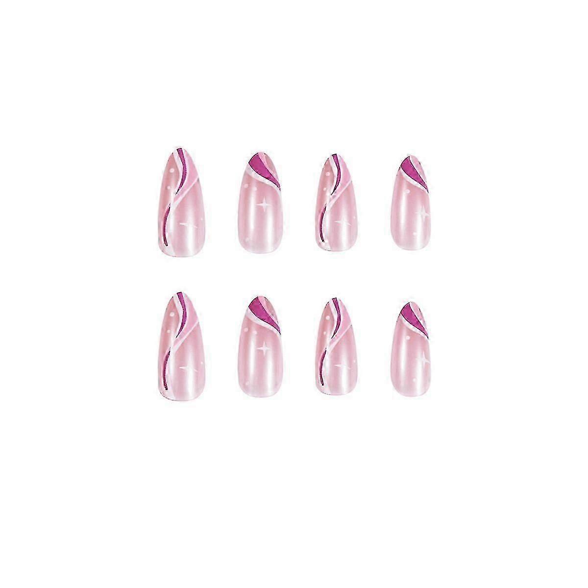 False Nail Tips Fake Artificial Art Diy Finger Cover Wave Simple Series Pointed Finished Removable