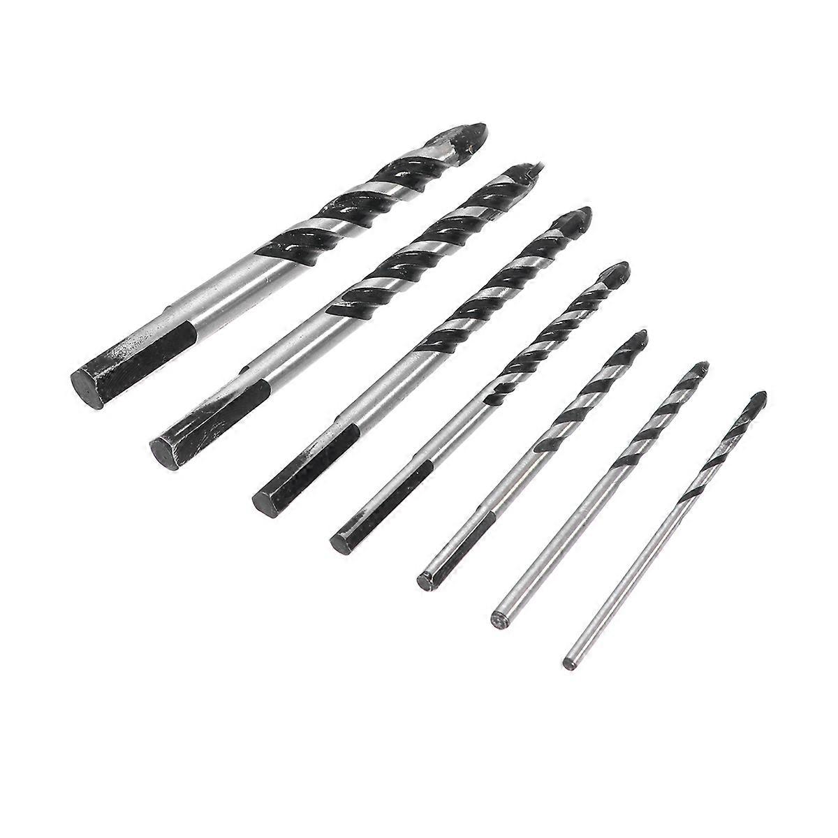 7Pcs Ceramic Tile Drill Bit Set for Drilling with Sharpened Edges and Alloy Material Black