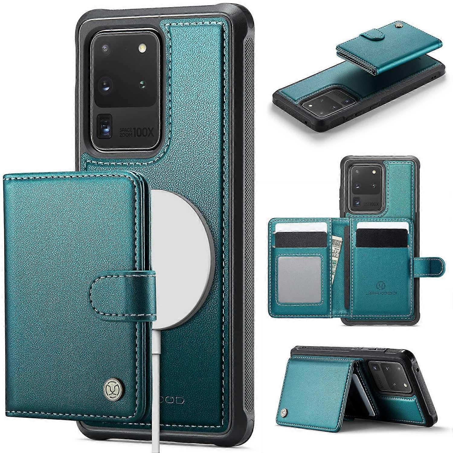 For Samsung Galaxy S20 Ultra Case JEEHOOD J09 RFID Blocking Card Holder Leather Back Phone Cover Com