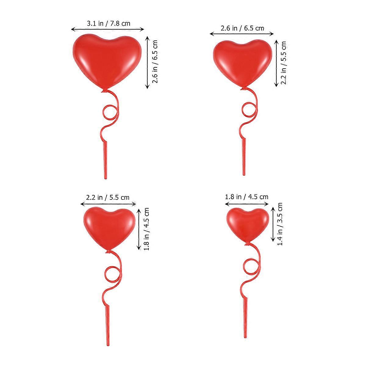 Cake Topper Heart Shape Design for Decoration 24Pcs Red Party Supplies