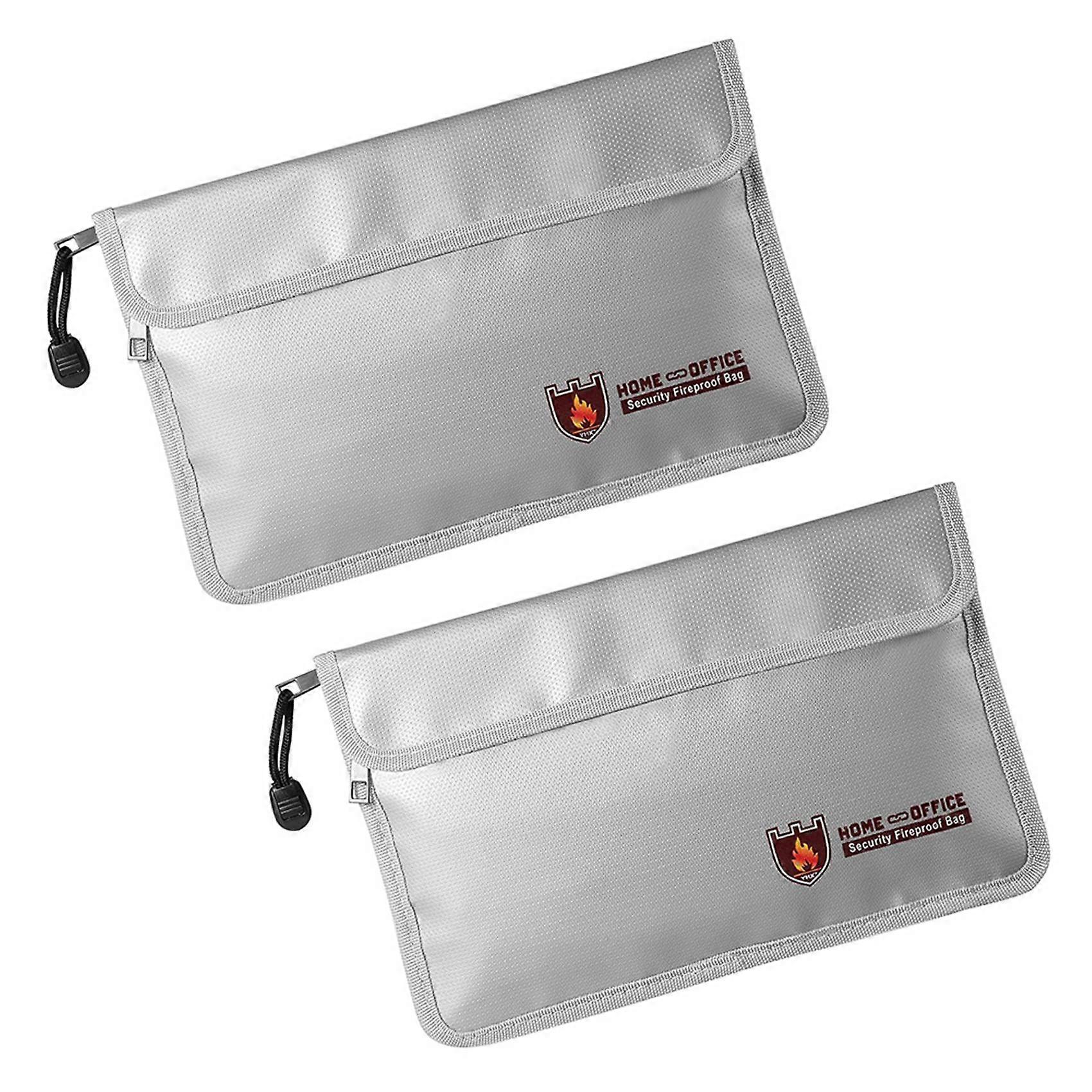 2X Fireproof Document Bag,Waterproof and Fireproof Money Bag with Zipper,Fireproof Safe Storage Pouc