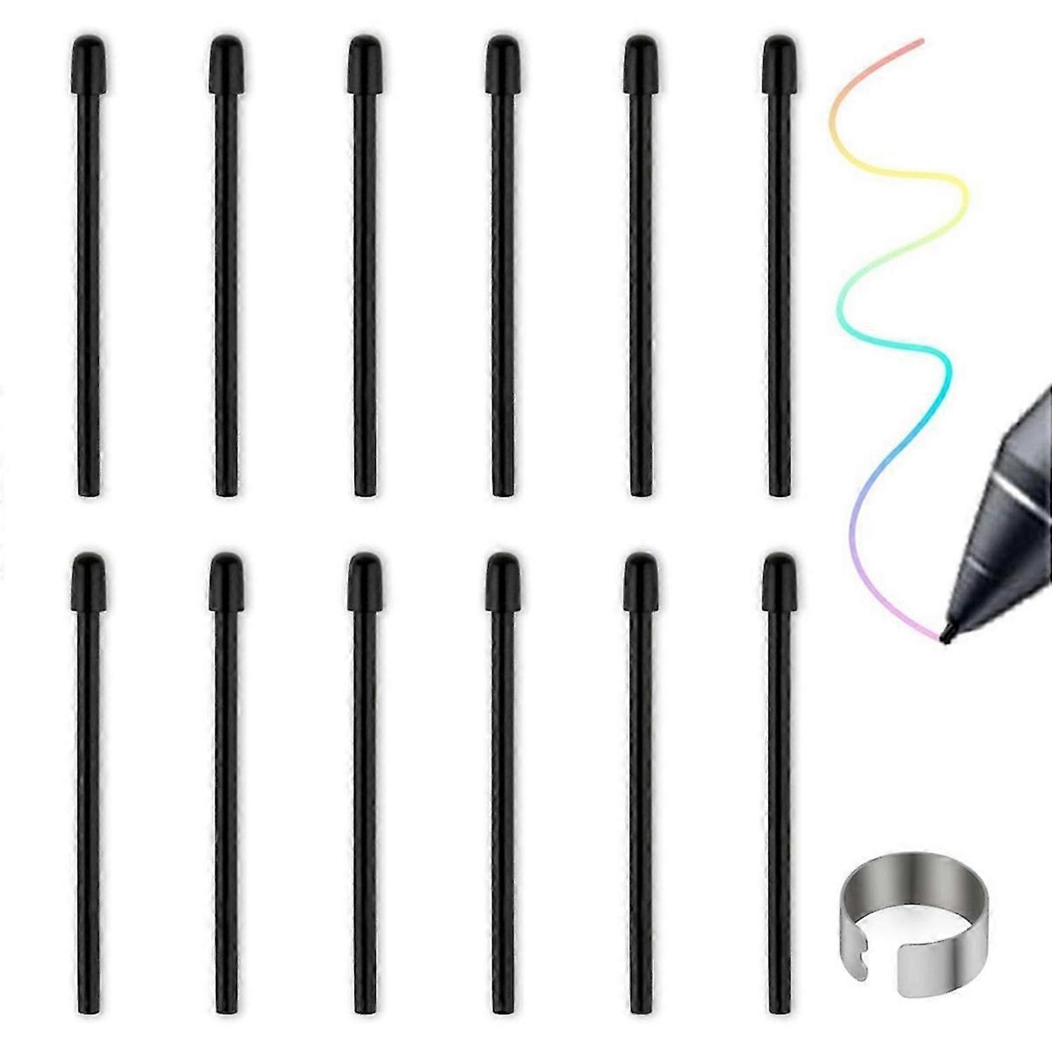 Standard Pen Nibs, 12Pcs Black Refill Pen Tips for Intuos Pro