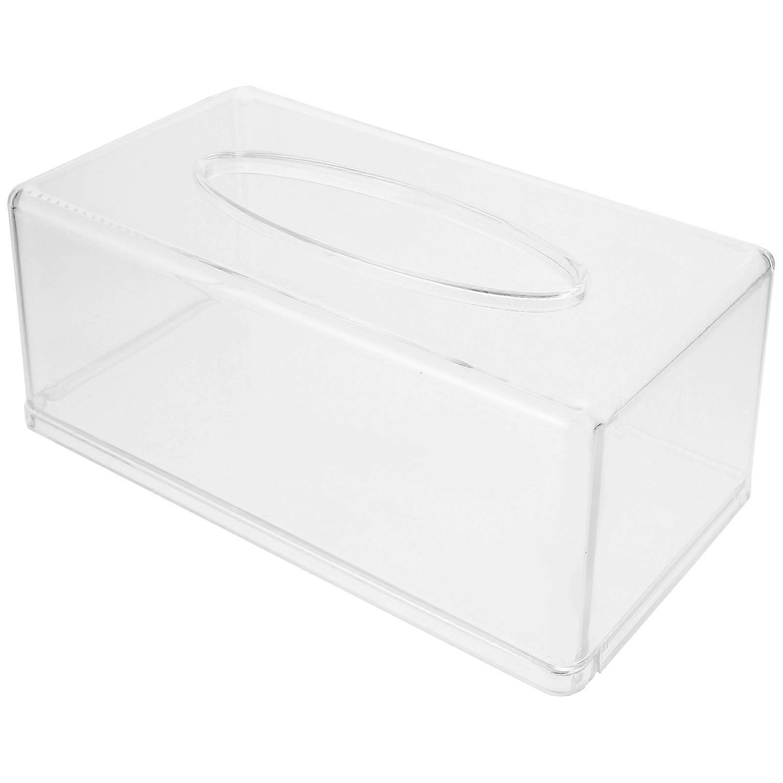 Transparent Tissue Box Cover Rectangular for Home 1 Piece Plastic Organizer